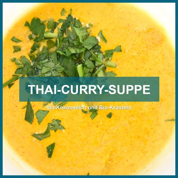 Thai-Curry-Suppe mit Kokosmilch und Bio-Kräutern