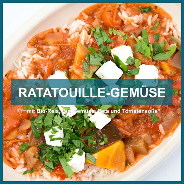 Ratatouille-Gemüse mit Feta und Reis