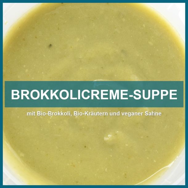 Brokkolicreme-Suppe mit Bio-Kräutern und veganer Sahne